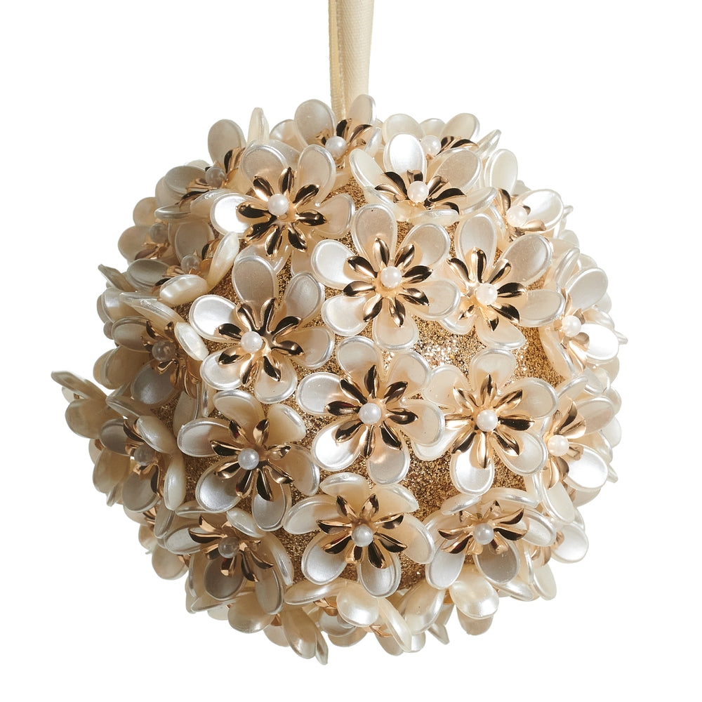 4" Pearl Floral Ball Ornament