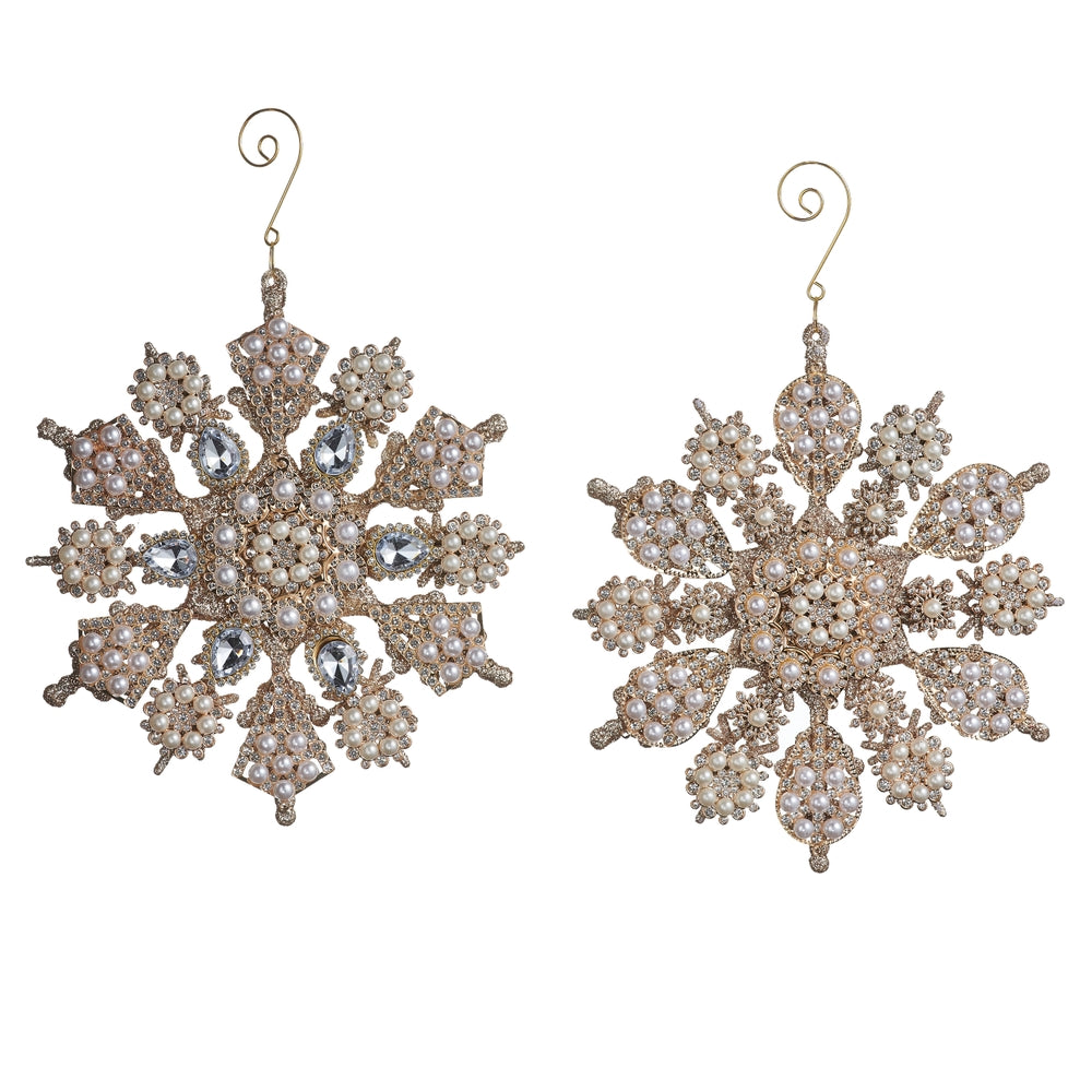 7" Pearl and Jewel Snowflake Ornaments
