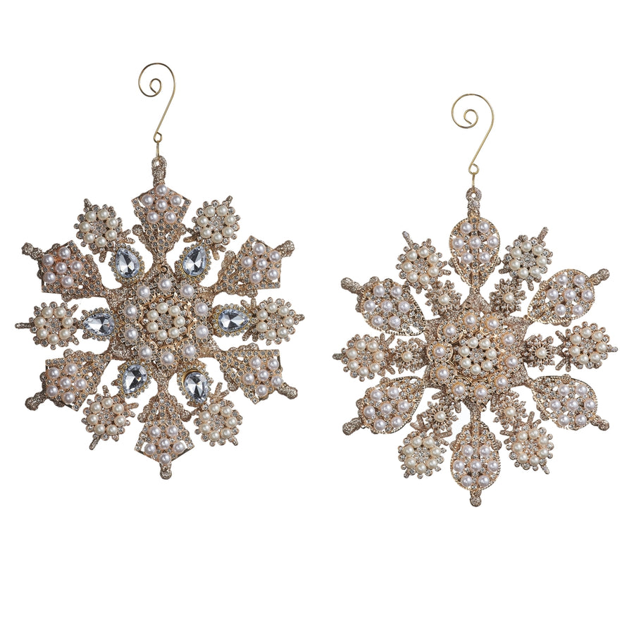 7" Pearl and Jewel Snowflake Ornaments