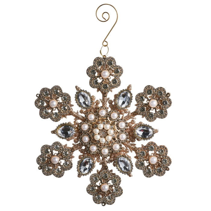 6.25" Pearl and Jewel Snowflake Ornament