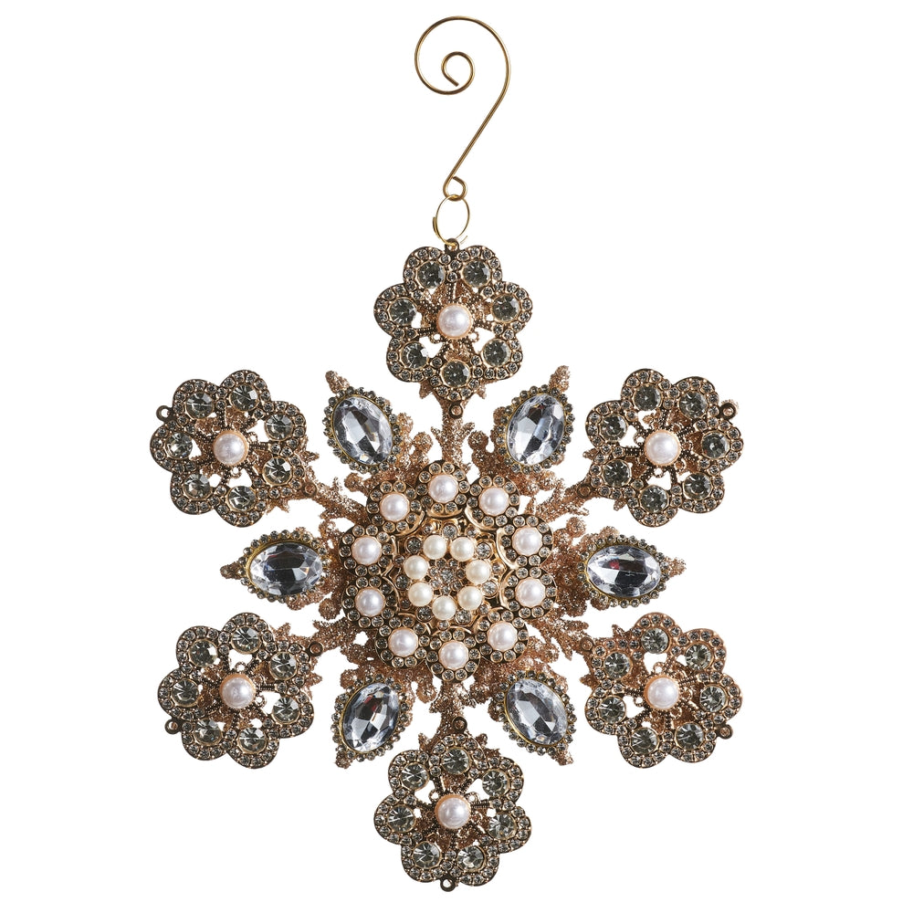 6.25" Pearl and Jewel Snowflake Ornament