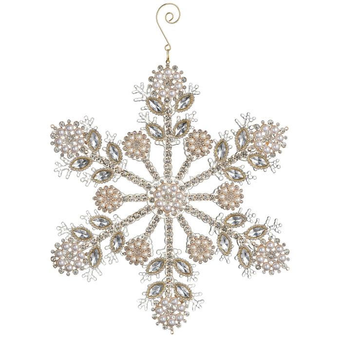 10.5" Pearl and Jewel Snowflake Ornament