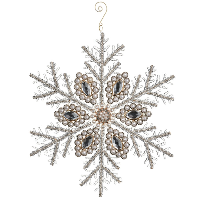 15" Pearl and Jewel Snowflake Ornament