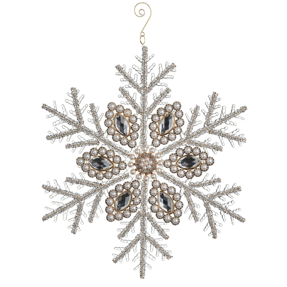 15" Pearl and Jewel Snowflake Ornament