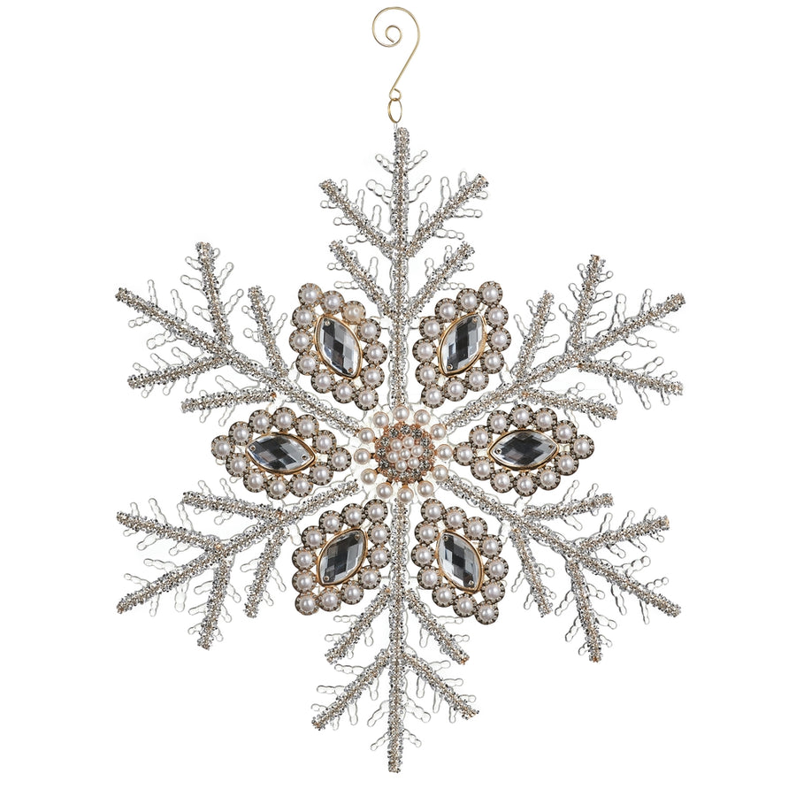 15" Pearl and Jewel Snowflake Ornament
