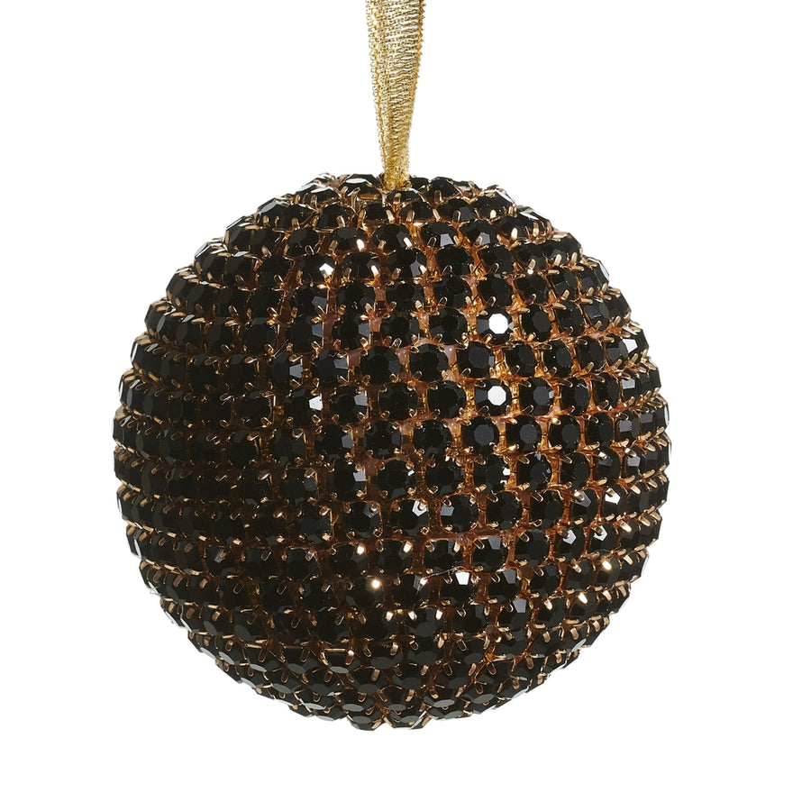 3.5" Black Rhinestone Ball Ornament