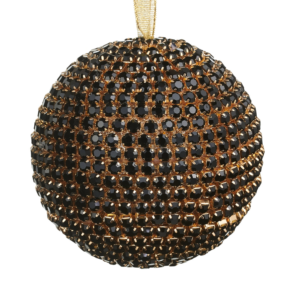 4" Black Rhinestone Ball Ornament