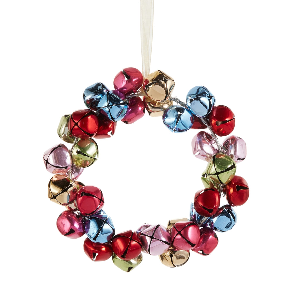 6" Multicolored Jingle Bell Wreath Ornament