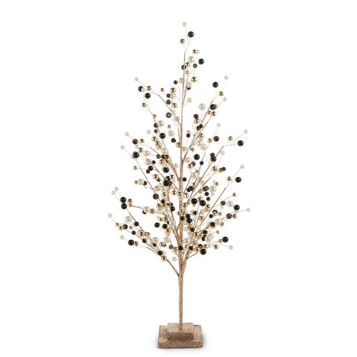 29" Black, Pearl and Gold Bead Tree