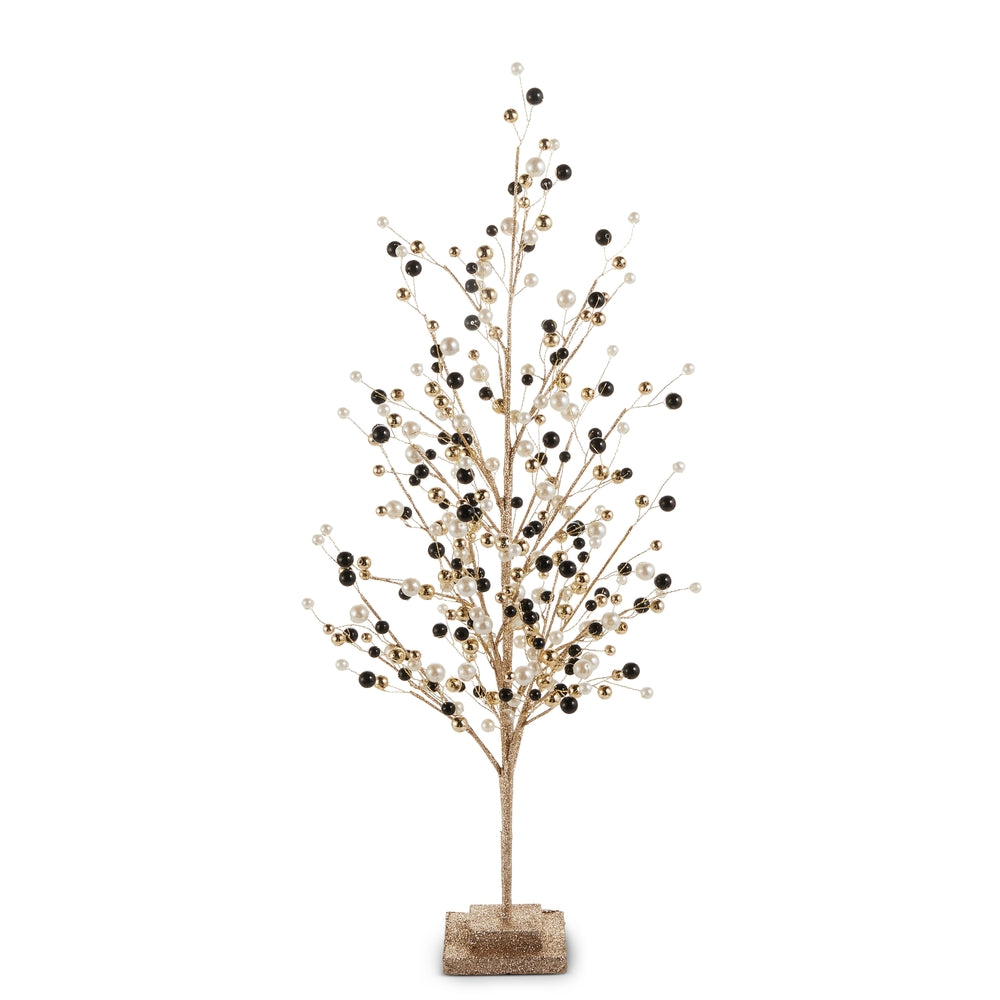 29" Black, Pearl and Gold Bead Tree