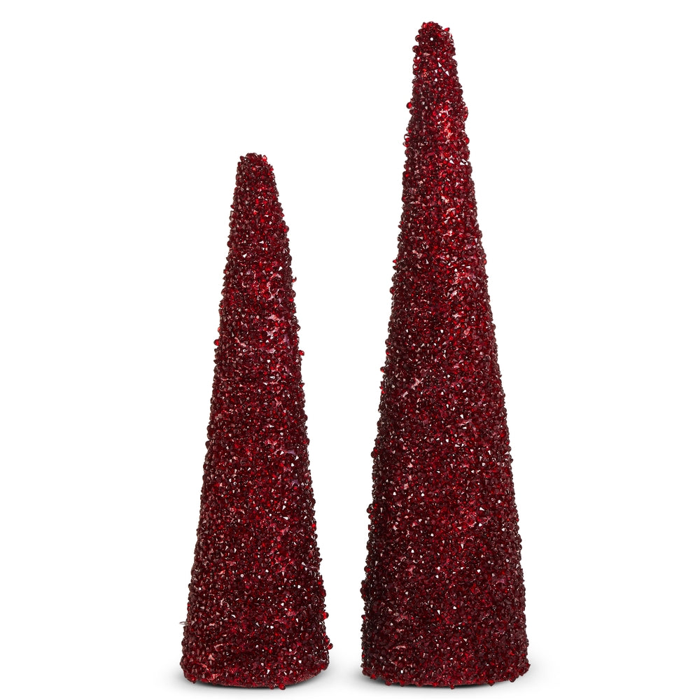 19" Red Bead Cone Tree
