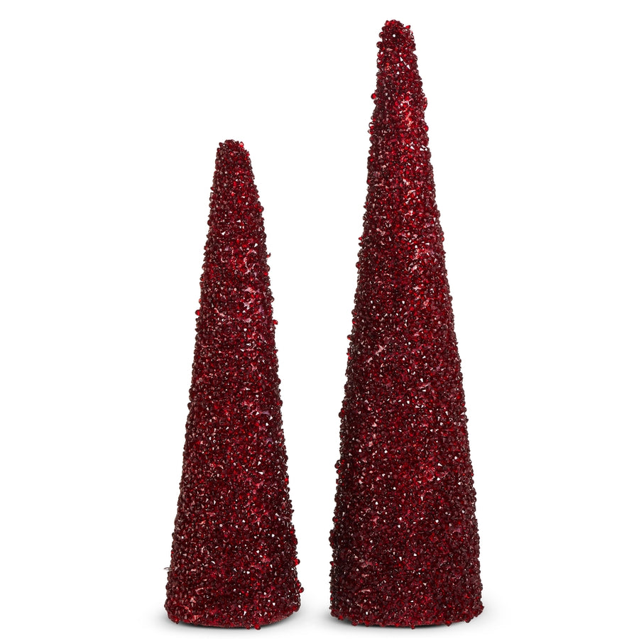 19" Red Bead Cone Tree