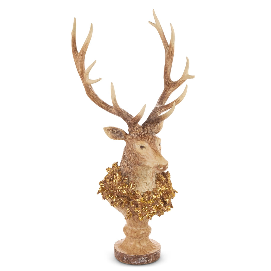 27" Deer Sculpture with Wreath