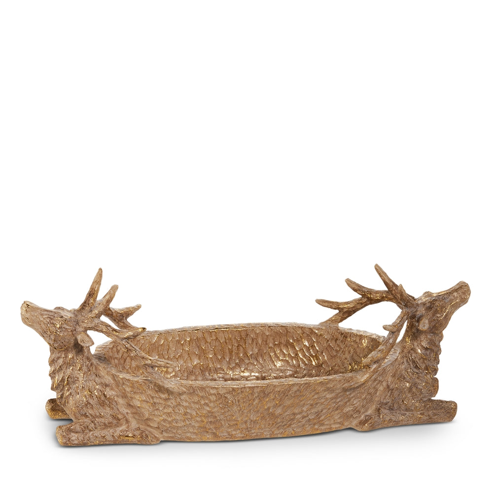 17.25" Carved Deer Bowl