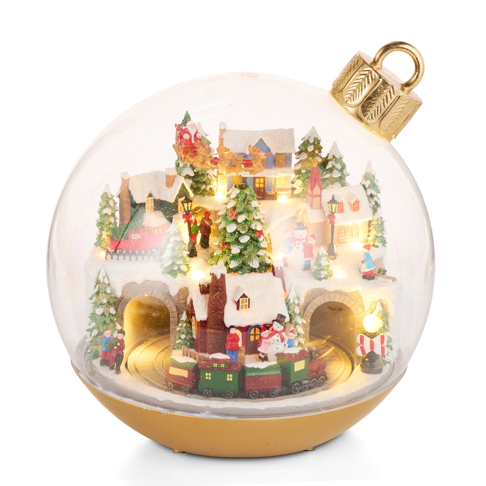 12" Animated and Musical Winter Town Scene