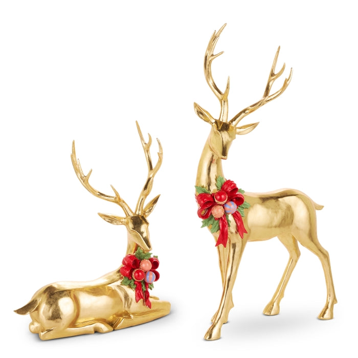 33.5" Gold Deer with Ornament Wreath