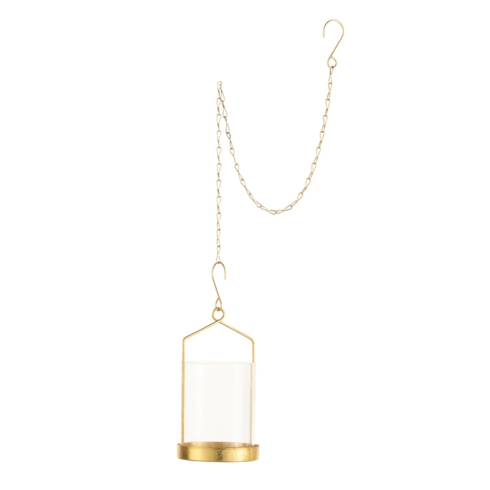 6" Gold Hanging Lantern with Chain