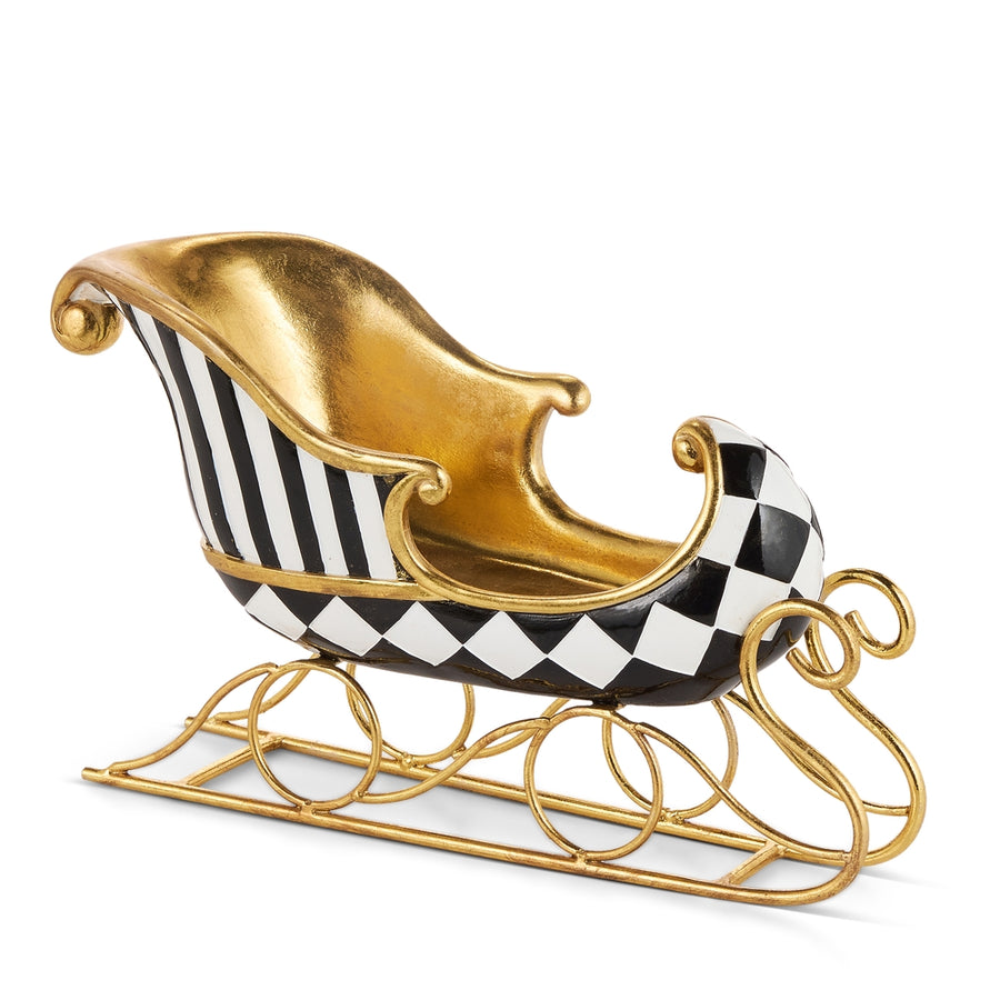 14.5" Black and White Checkered Sleigh
