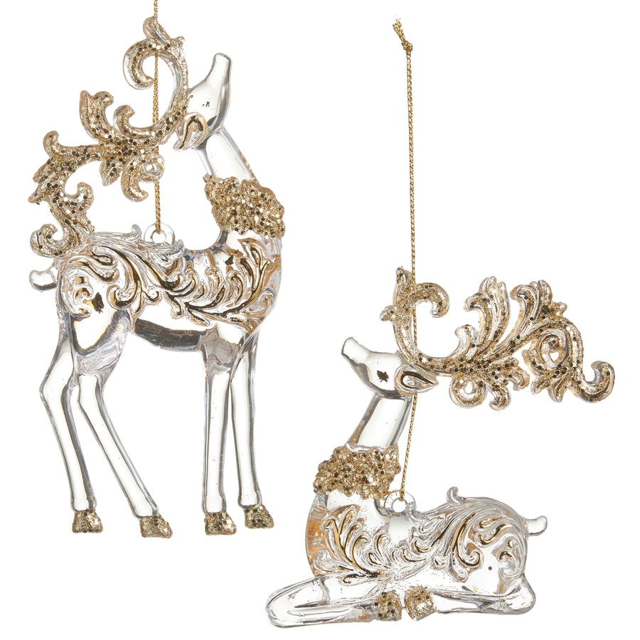 5.5" Clear and Gold Deer Ornament