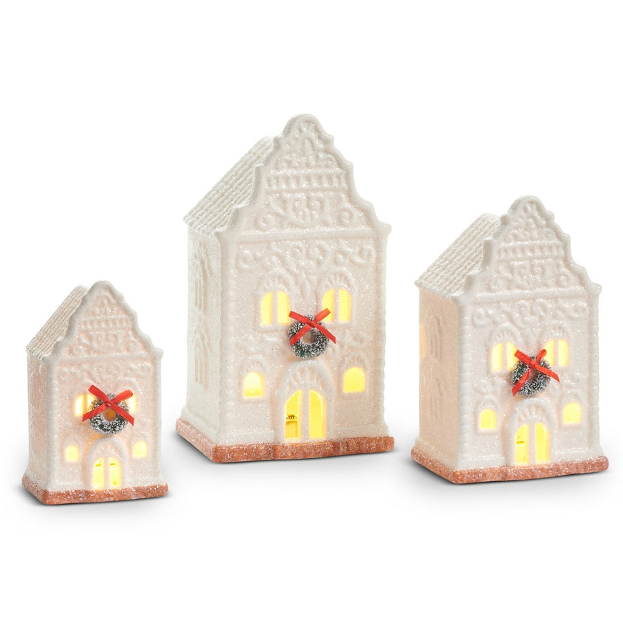 7.75" Lighted Porcelain Houses
