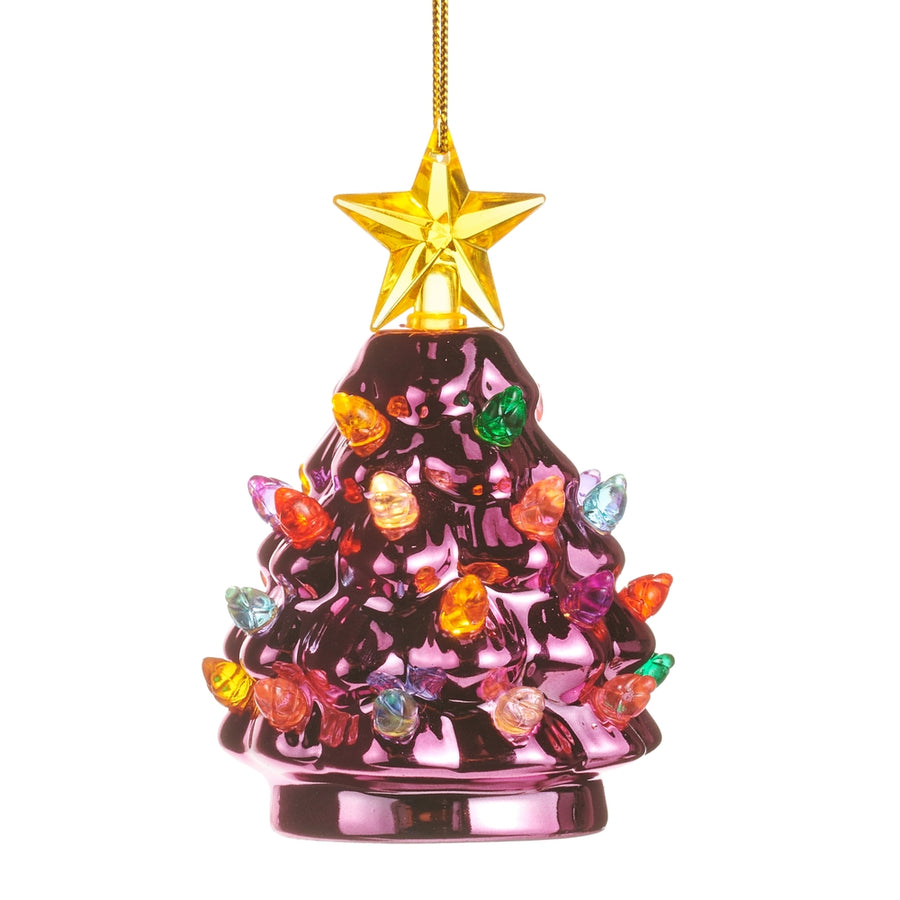 4.5" Pink Metallic Tree Lighted Ornament