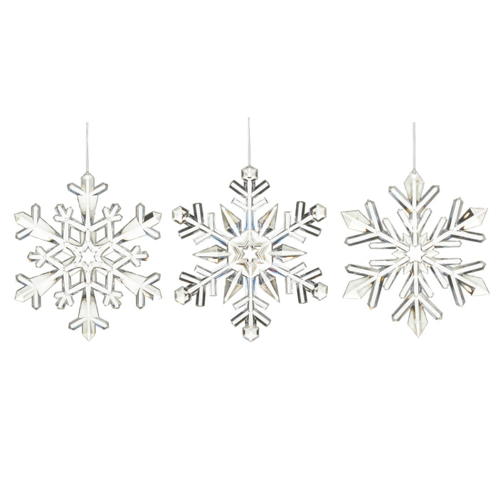 9" Clear Acrylic Snowflake Ornament