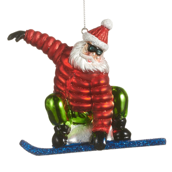 4.5" Snowboarding Santa Ornament
