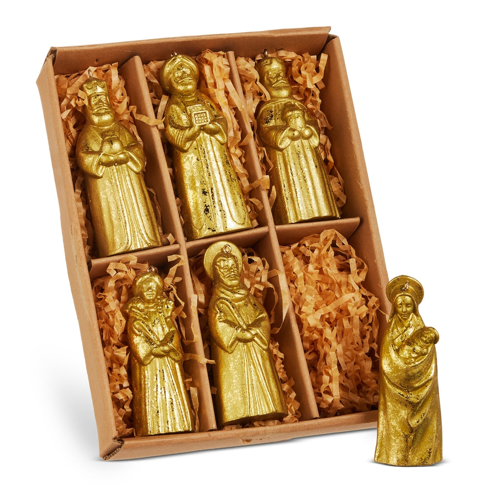 3.5" Box of Gold Nativity Ornaments