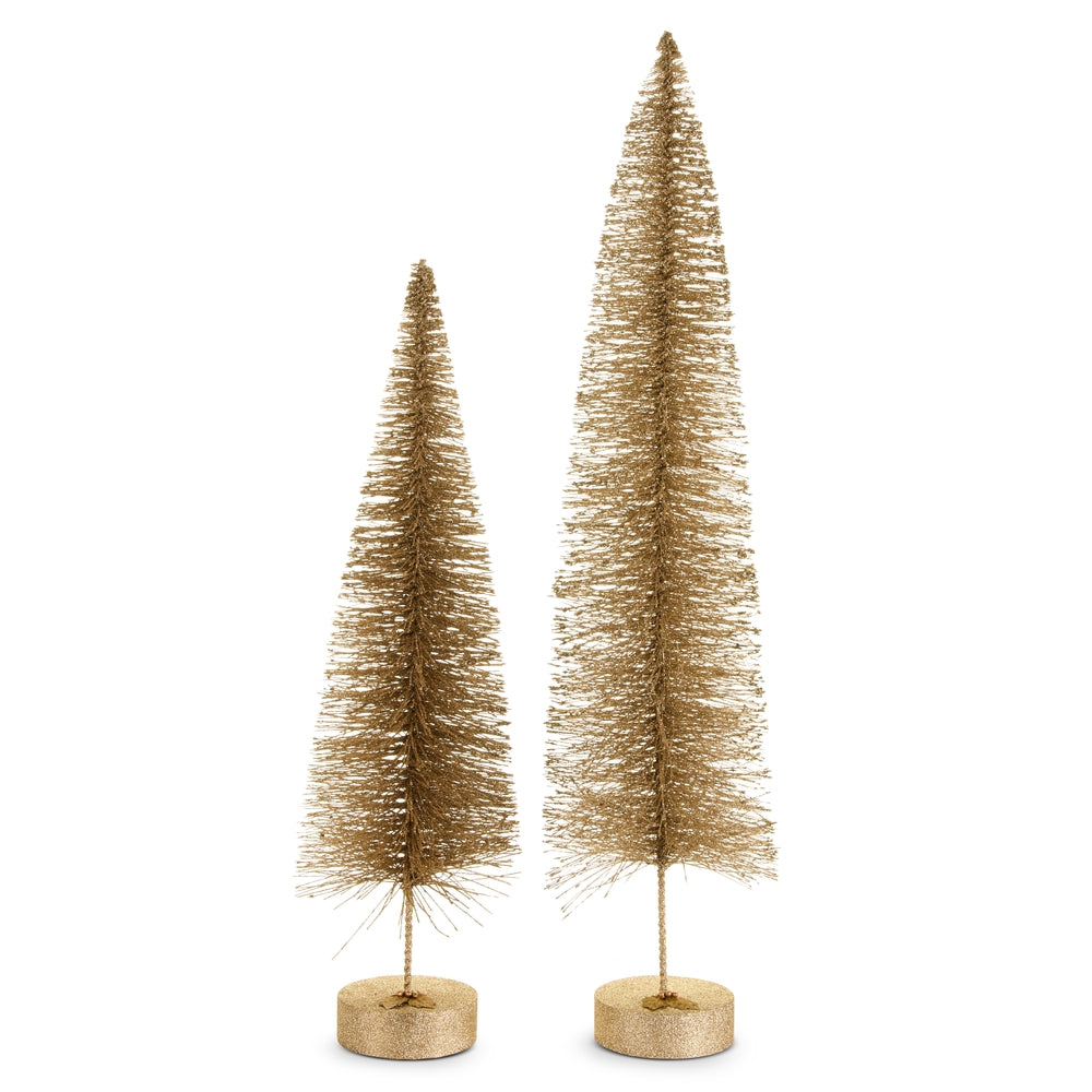 36" Gold Glittered Bottle Brush Trees