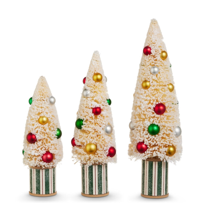 15" Yuletide Stripes Sisal Trees on Spools
