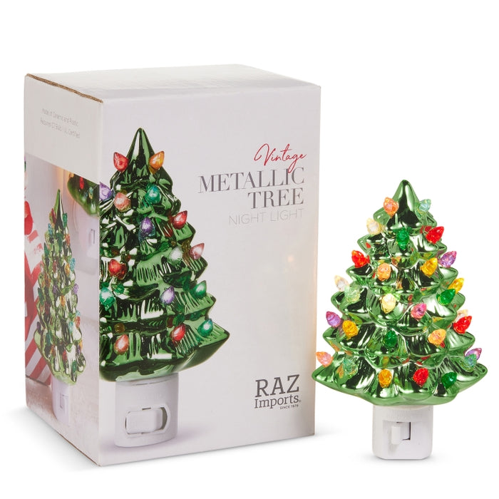 5.75" Boxed Vintage Metallic Tree Night Light