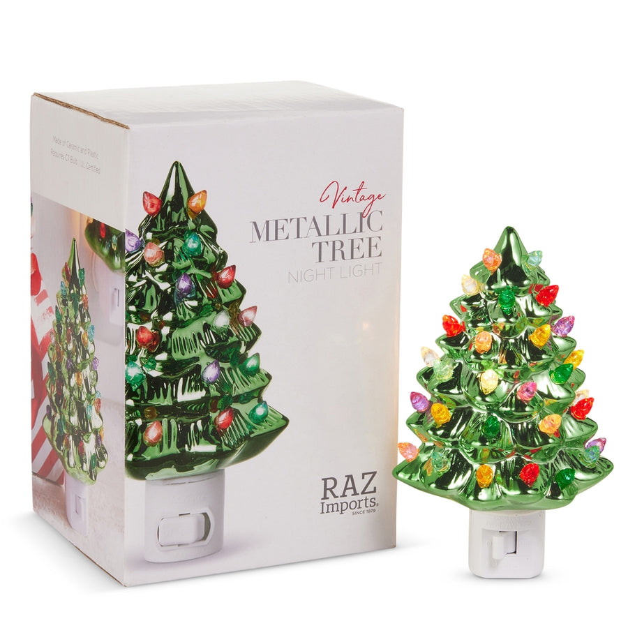 6" Boxed Vintage Metallic Tree Night Light