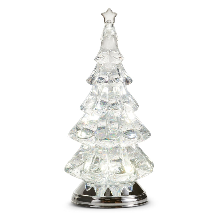 12" Lighted Silver Swirling Glitter Tree