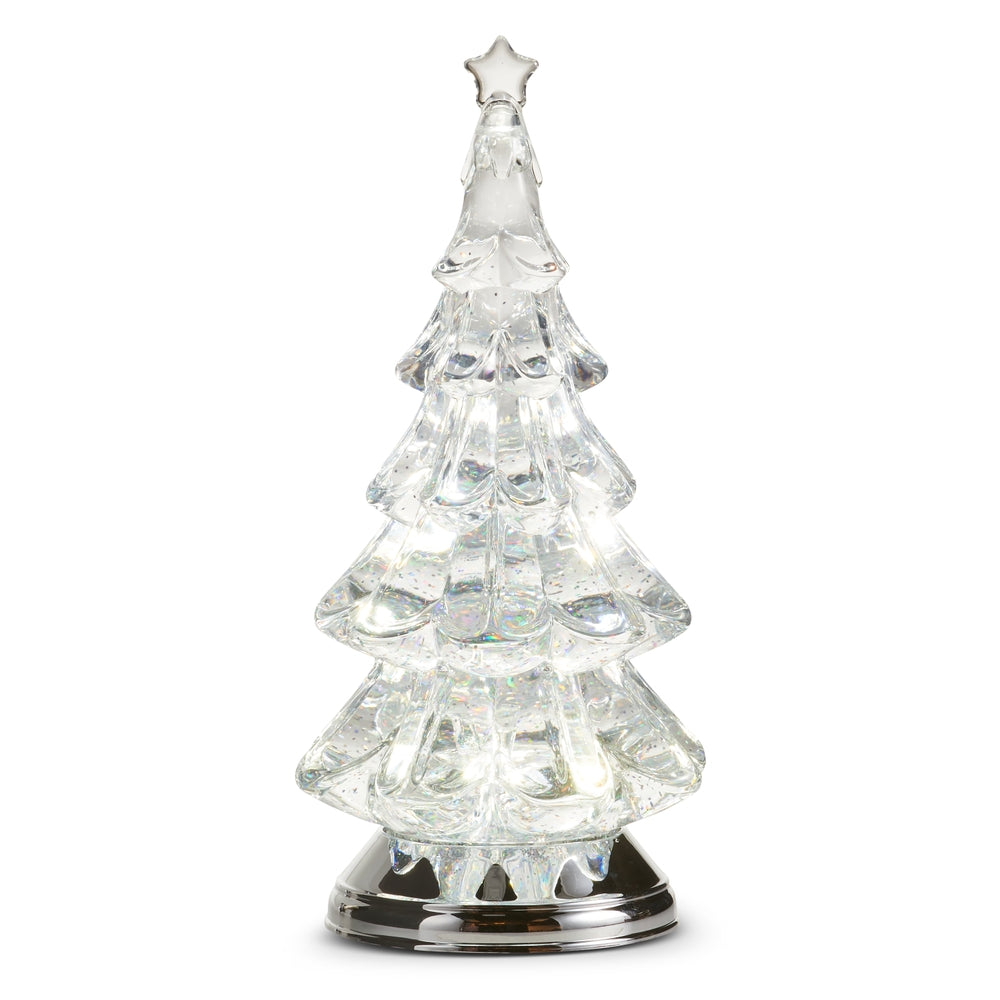 12" Lighted Silver Swirling Glitter Tree