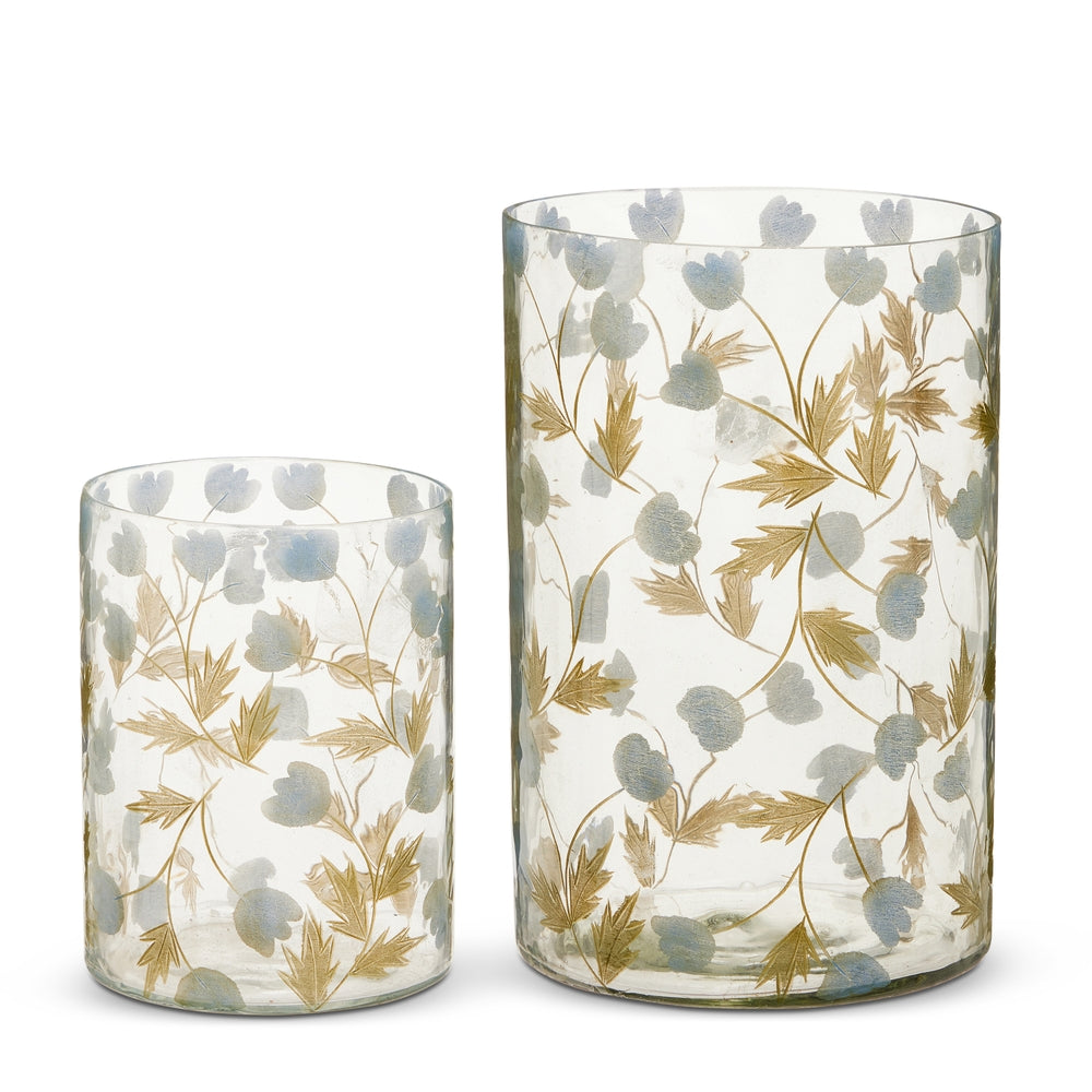 Set Of 2 Multicolor 8" Pressed Delphinium Containers