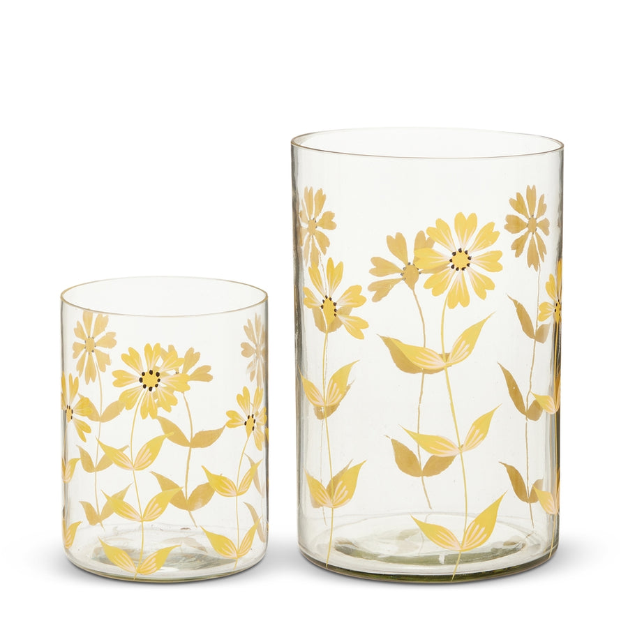 8" Painted Flowers Containers