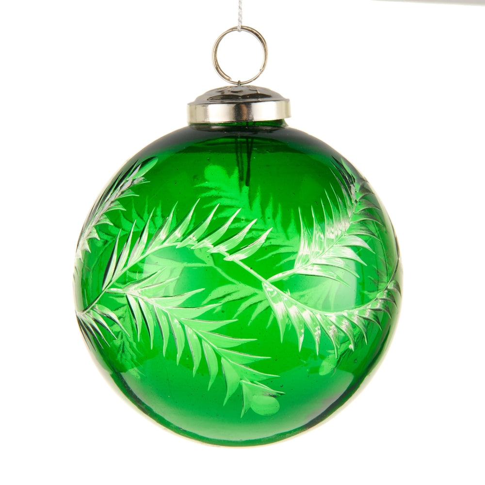4" Green Etched Pattern Ornament