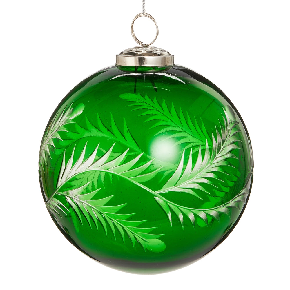 5" Green Etched Pattern Ornament