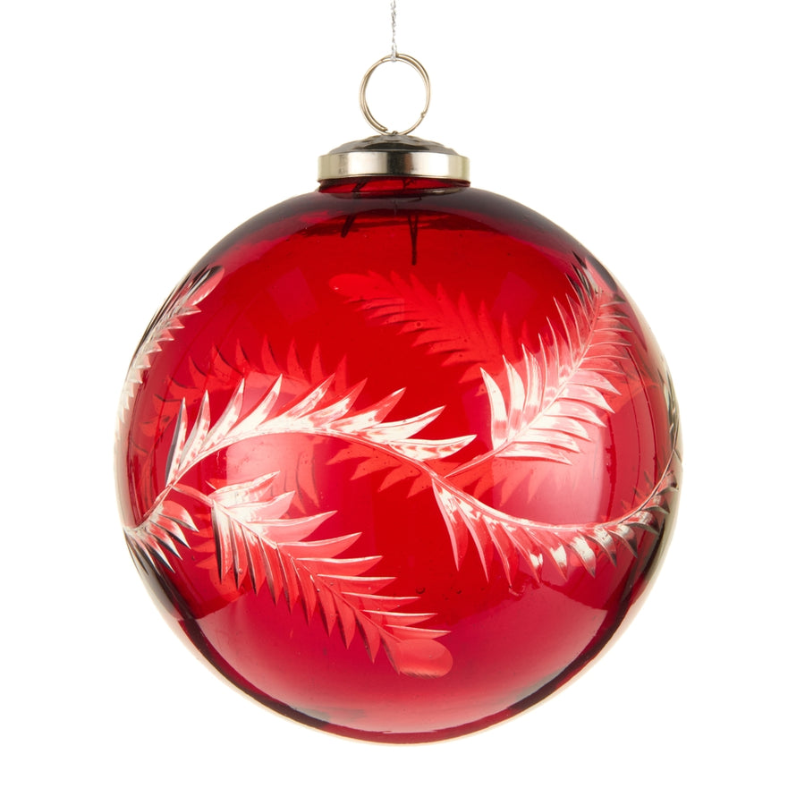 5" Red Etched Pattern Ornament