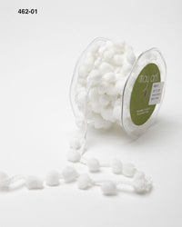1/2 Inch Large Pom Pom String Ribbon – 462-01 White