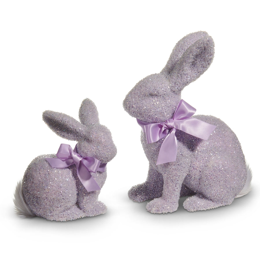 9.75" Purple Beaded Bunnies