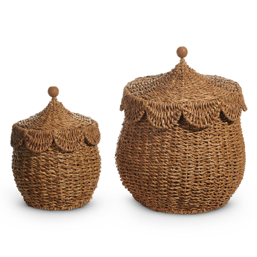 13.5" Natural Lidded Baskets