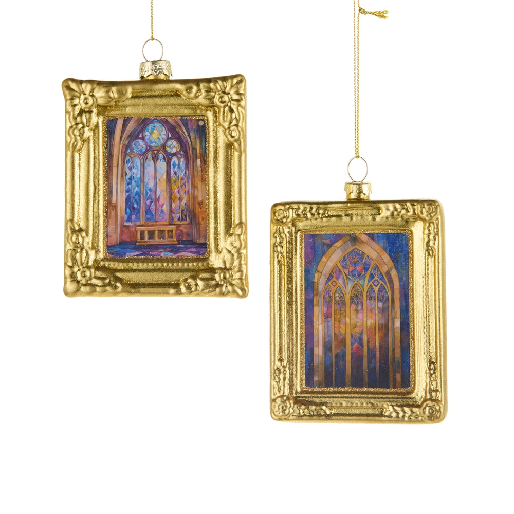 4.25" Stained Glass Window Framed Art Ornament