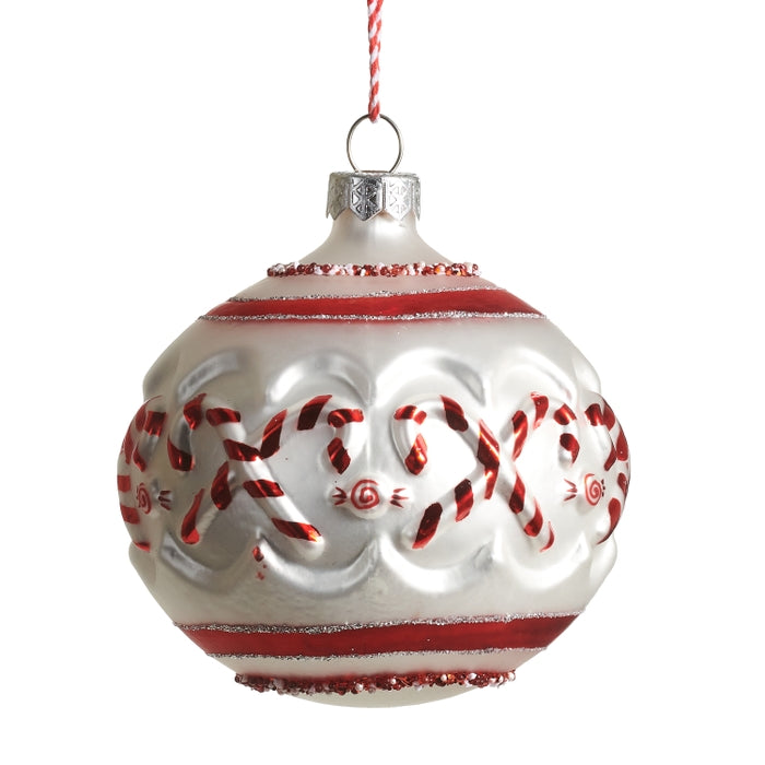 3.5" Candy Cane Ball Ornament
