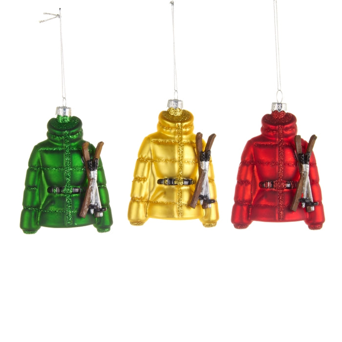 3.75" Puffer Coat with Skis Ornament