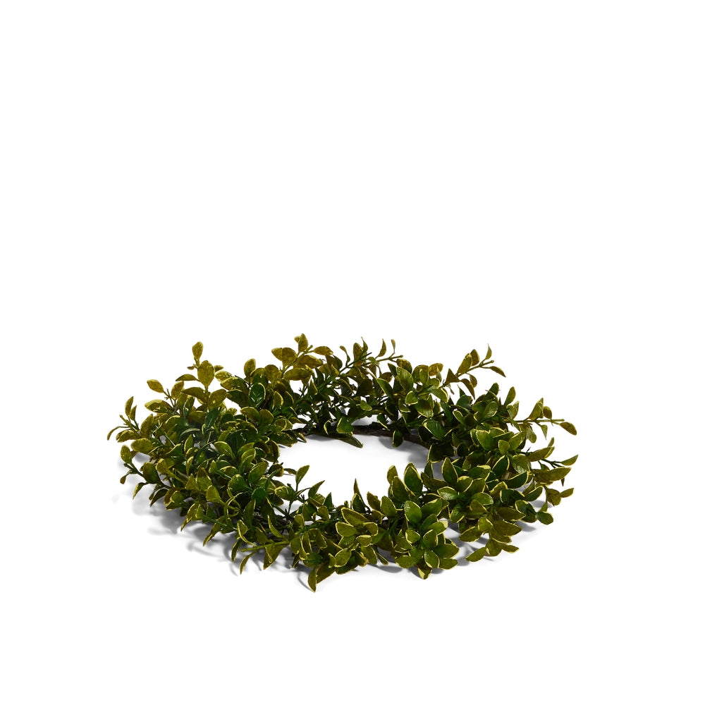12" Boxwood Mini Wreath-Candle Ring