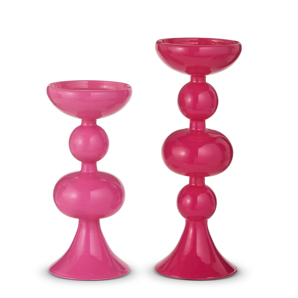 10" Shades of Pink Candle Holders