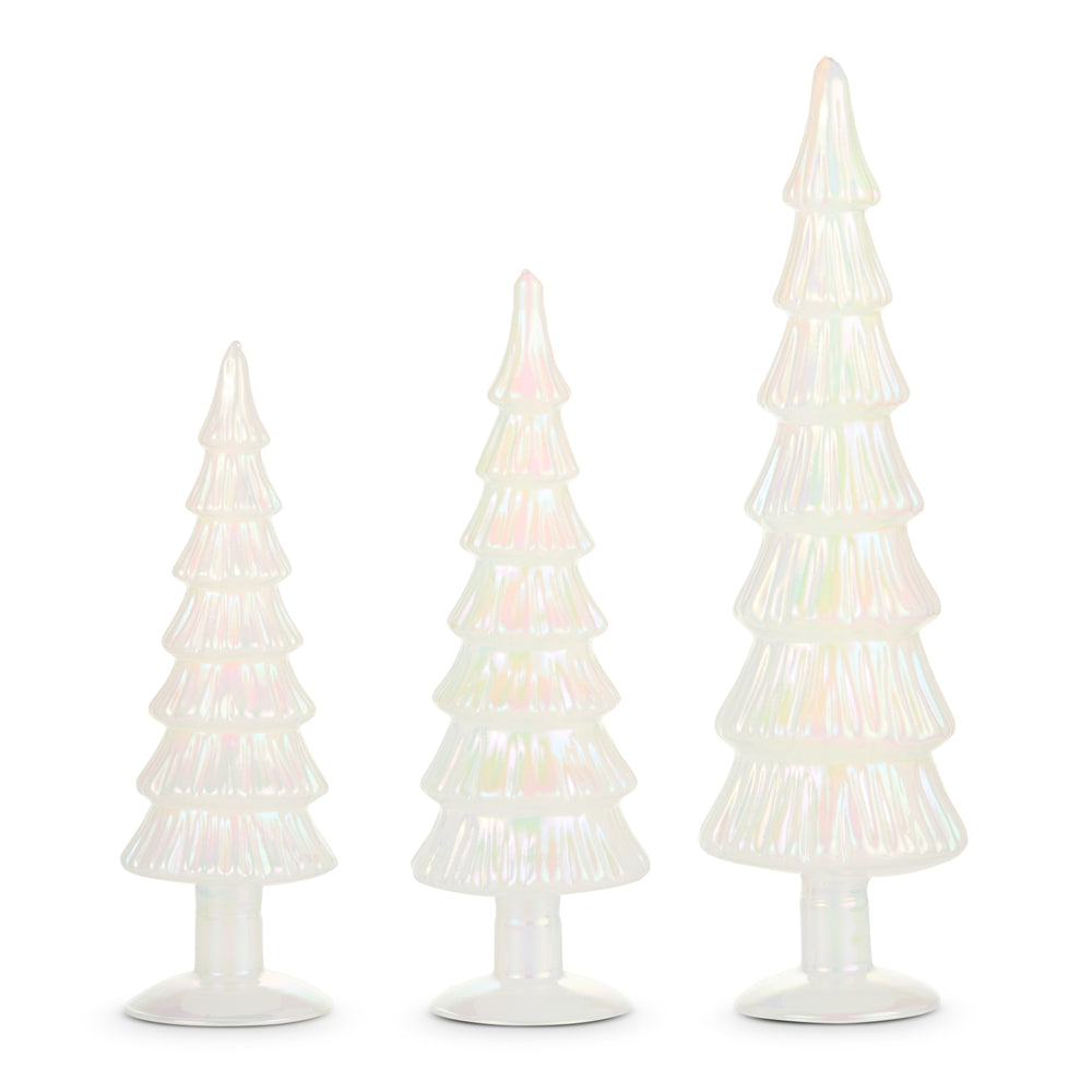 14.5" White Iridescent Trees