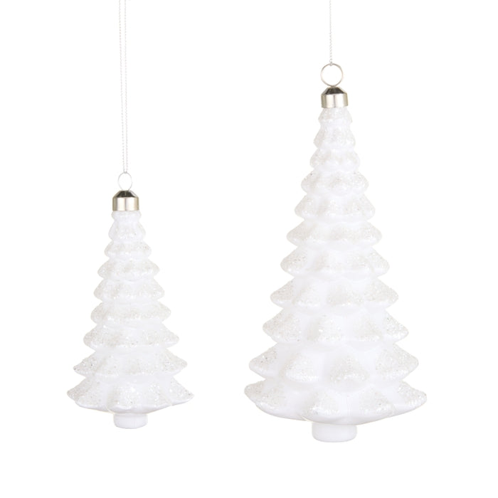 7" White Iridescent Tree Ornaments
