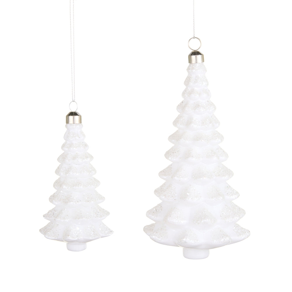 7" White Iridescent Tree Ornaments
